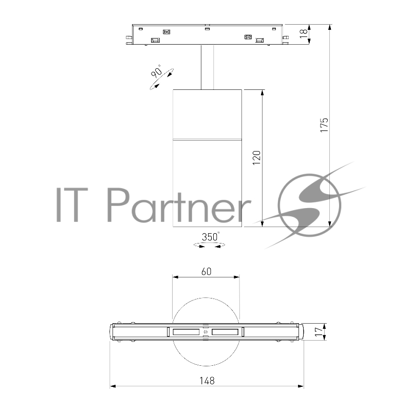 Умный трековый светильник 85075/01 Slim Magnetic 12W 2700-6500K Dim R02 (чёрный)