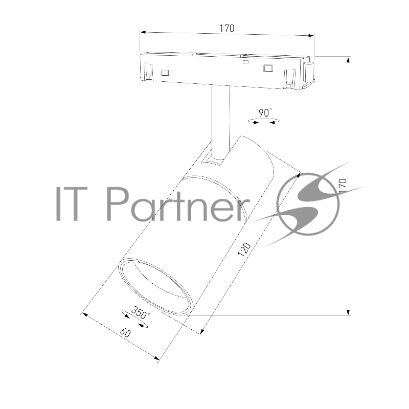 Трековый светильник Slim Magnetic R02 12W 4200K (черный) 85012/01