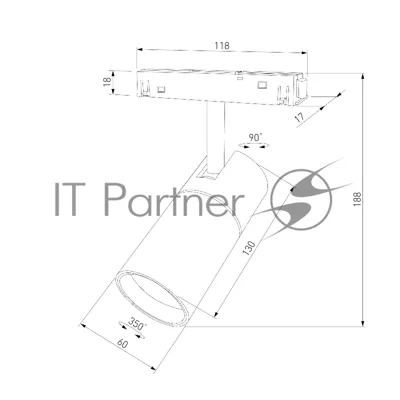 Трековый светильник Slim Magnetic 13W 4000K Kars (черный) 85524/01