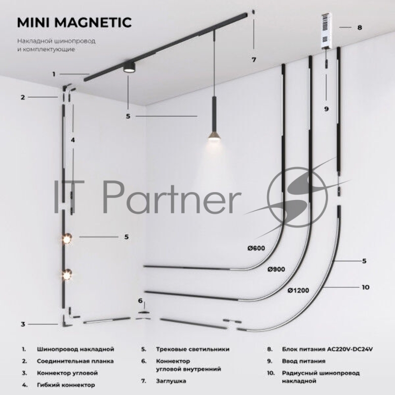 Трековый светильник Mini Magnetic 5W 3000K (латунь/черный) 85202/01