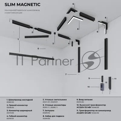 Трековый светильник Slim Magnetic WL01 6W 4200K (черный) 85007/01