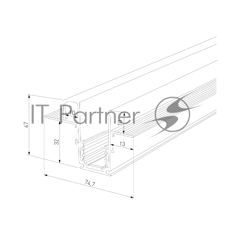 Slim Magnetic Шинопровод встраиваемый с местом под светодиодную ленту (чёрный) (2м) 85132/00