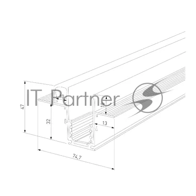 Slim Magnetic Шинопровод встраиваемый с местом под светодиодную ленту (чёрный) (2м) 85132/00