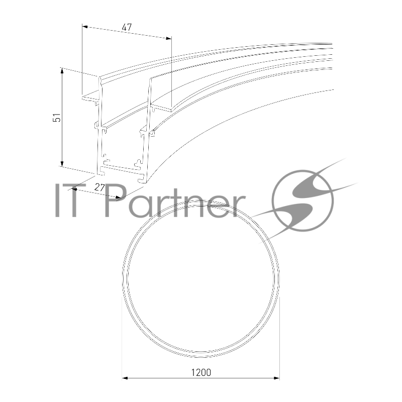 Slim Magnetic Шинопровод встраиваемый (черный) (? 1200мм) 85159/00