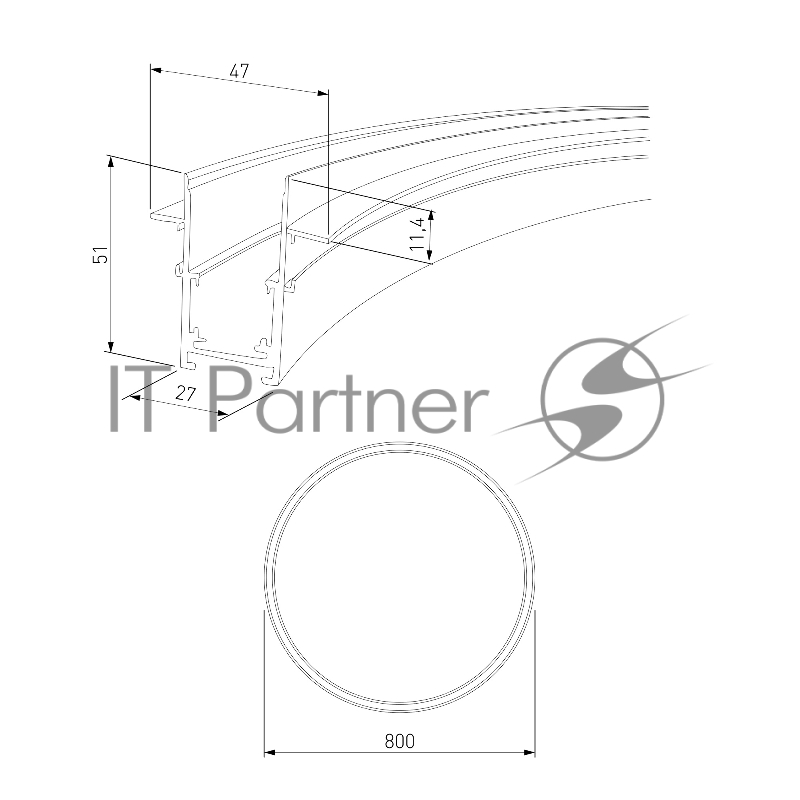 Slim Magnetic Шинопровод встраиваемый (черный) (? 800мм) 85158/00