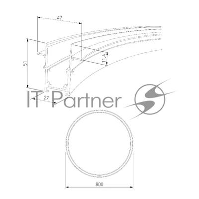Slim Magnetic Шинопровод встраиваемый (черный) (? 800мм) 85158/00