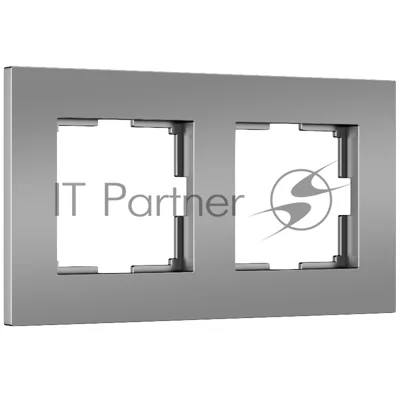 Рамка на 2 поста Slab (серебро софт) W0022965
