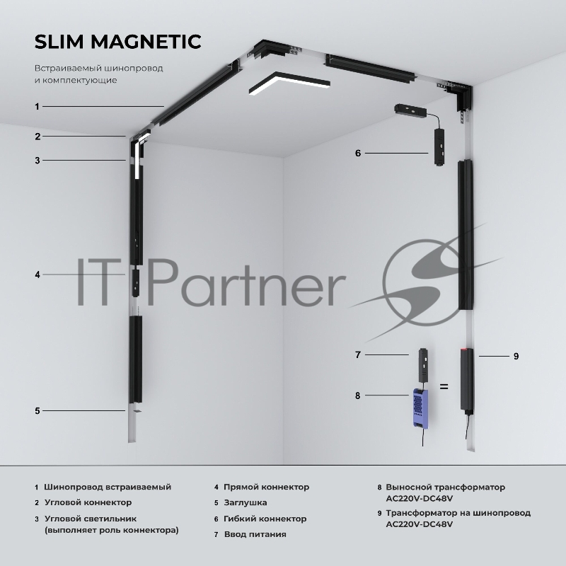 Slim Magnetic Соеденительная планка узкая для шинопровода 85100/00