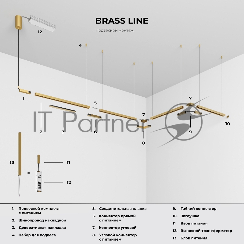 Brass Line Заглушки для накладного шинопровода (латунь) (2шт) 85230/00