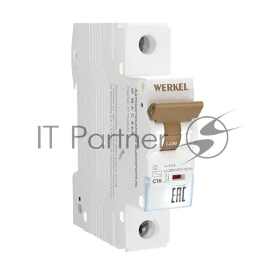 Автоматический выключатель Werkel 1P 16A C 6 кА W901P166