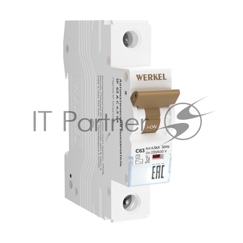 Автоматический выключатель Werkel 1P 63 A C 4,5 кА W901P634