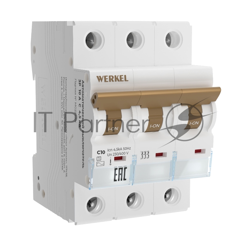 Автоматический выключатель Werkel 3P 10 A C 4,5 кА W903P104
