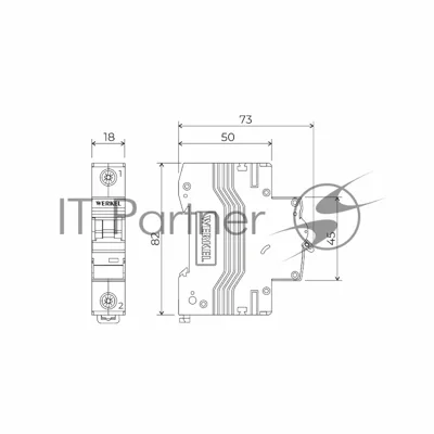 Автоматический выключатель Werkel 1P 50 A C 6 кА W901P506
