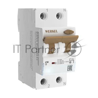 Дифференциальный автомат Werkel 1P+N 10 A 30 mА 6 kА C A W922P254
