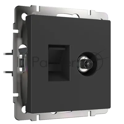 Розетка ТВ+Ethernet RJ-45 6 cat.(черный матовый)