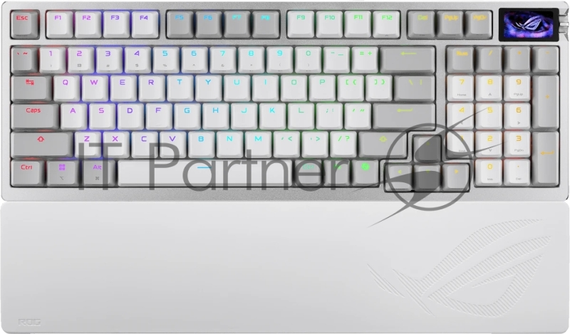 Клавиатура ASUS ROG Azoth 96 HE гибридная, USB Type-C, Bluetooth, радиоканал, белый