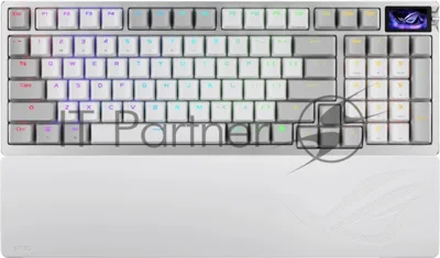 Клавиатура ASUS ROG Azoth 96 HE гибридная, USB Type-C, Bluetooth, радиоканал, белый
