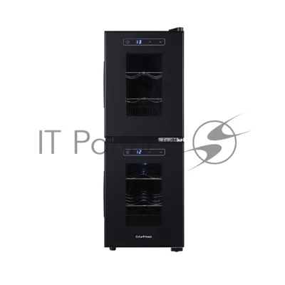 Винный шкаф CellarPrivate CP012-2Е черный, 32 л, 2 отсека, 12 бут.