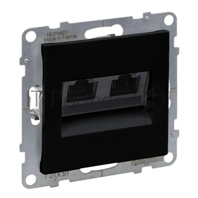 Legrand/Daccord SUNO Антрацит Информационная розетка двойная RJ45 Кат.5е UTP..