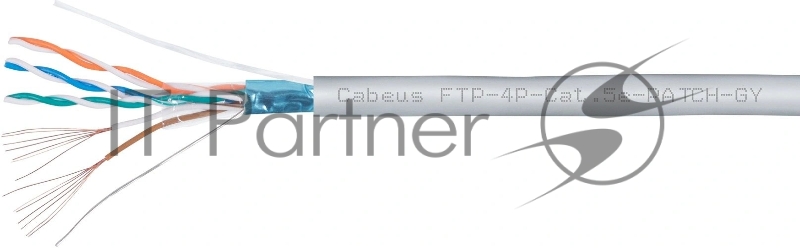 Кабель информационный Cabeus FTP-4P-CAT.5E-PATCH-GY кат.5E F/UTP 4 пары 0.55AWG PVC внутренний 305м серый