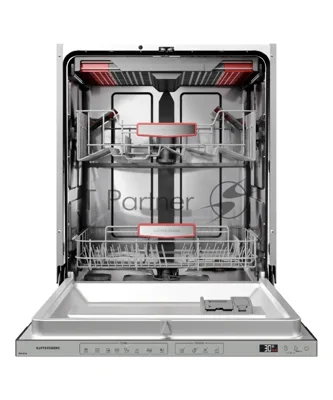 Встраиваемая посудомоечная машина Kuppersberg GHS 6036, High-Tech, 60 см, 16 комплектов, 3 корзины, 8 программ, отсрочка старта, автоматическое открывание двери, LED подсветка, сенсорное управление, луч на полу, половинная загрузка, UV-лампа, энергоэффективность А