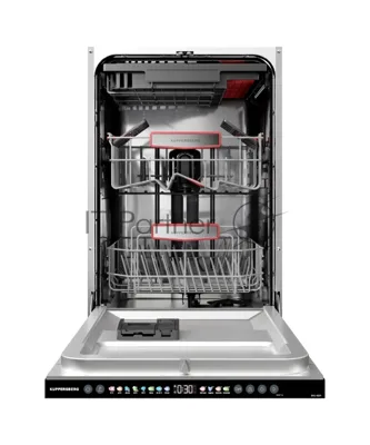 Встраиваемая посудомоечная машина Kuppersberg GHL 4531, High-Tech, 45 см, 11 комплектов, 3 корзины, 8 программ, отсрочка старта, автоматическое открывание двери, LED подсветка, сенсорное управление с цветными иконками программ, луч на полу, половинная загрузка, UV-лампа, энергоэффективность А