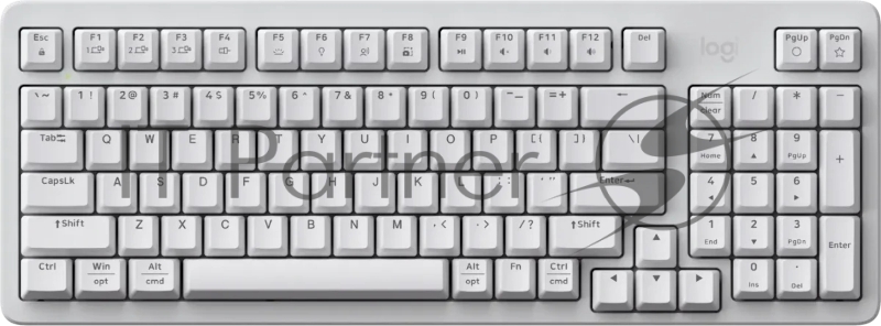 Клавиатура Logitech K868 гибридная, USB Type-A, Bluetooth, радиоканал, белый