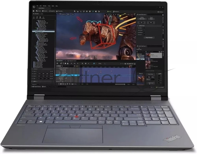 Ноутбук Lenovo ThinkPad P16 Gen 2/16"/IPS/Intel Core i7 14700HX/16Gb/512Gb/SSD/NVIDIA RTX 2000 Ada 8Gb/Windows 11 Pro/серый/2.6kg