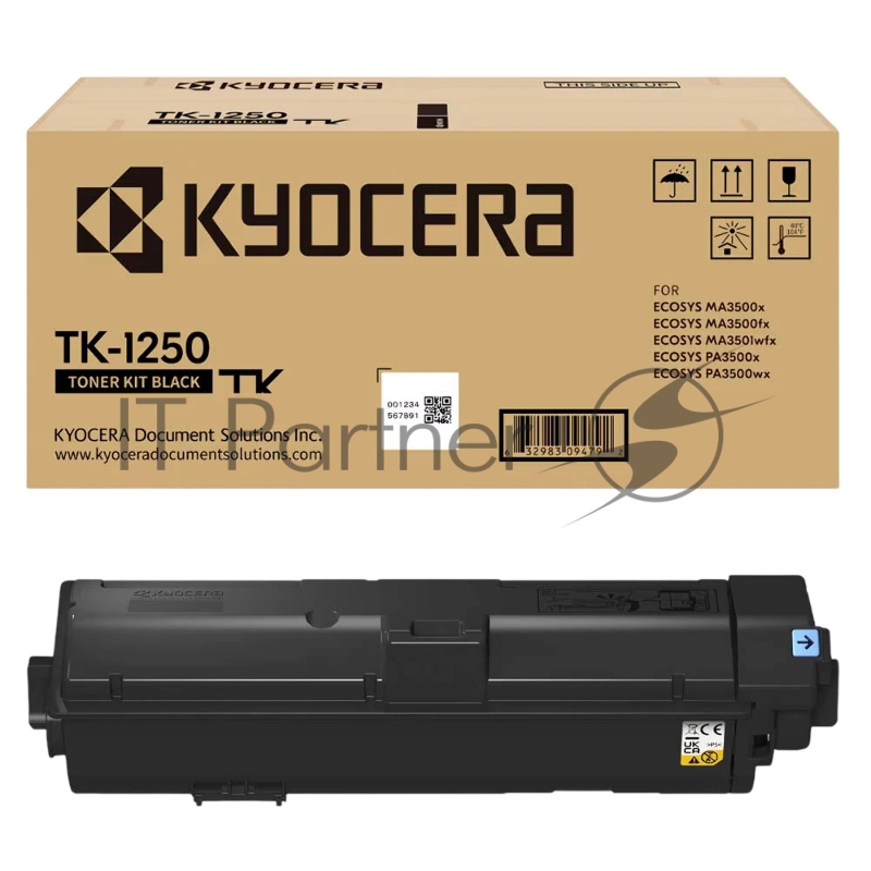 Тонер-картридж Kyocera TK-1250 1T0C3H0NL0 Ресурс: 3 000 страниц по стандарту ISO/IEC 19752