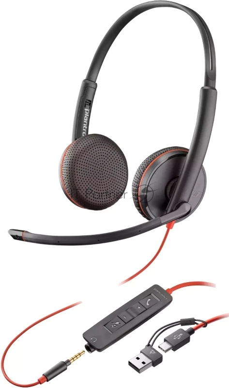 Гарнитура Plantronics Poly Blackwire 3225 чёрный, проводная, USB