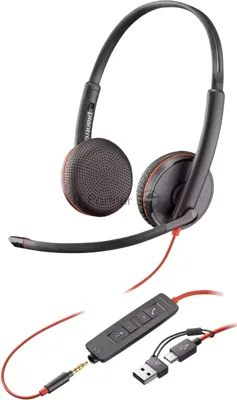 Гарнитура Plantronics Poly Blackwire 3225 чёрный, проводная, USB