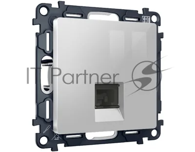 Комплект механизма компьютерной розетки ALFA Серебро глянец RJ-45(8P8C) CAT6 с шторкой QUANT (AP4120, VM188) MA412010