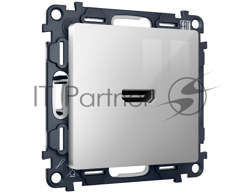 Комплект механизма розетки HDMI 2.0 ALFA Серебро глянец 40V/500mA 2.0GHz 5-18Gbit/s QUANT (AP4140, VM222) MA414010