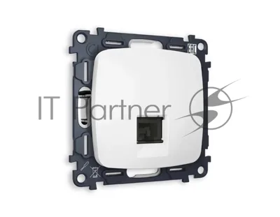Комплект механизма компьютерной розетки OMEGA Белый матовый RJ-45(8P8C) CAT6 с шторкой QUANT (OP1320, VM188) MO132010