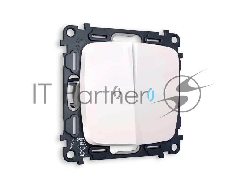 Комплект механизма 2-кл выключателя с подсветкой 10000K OMEGA Жемчуг QUANT (OP2040, VM115, G17B) MO204020