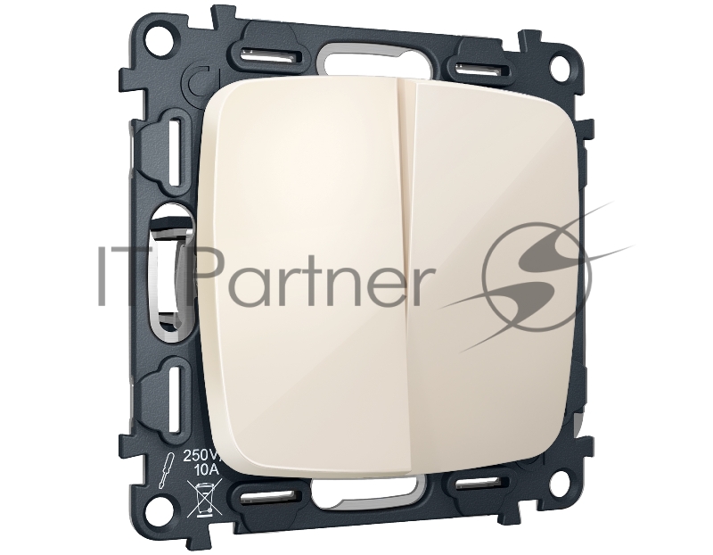 Комплект механизма 2-клавишного перекрестного выключателя 10A-250V OMEGA Бежевый глянец QUANT (OP3030, VM125) MO303030