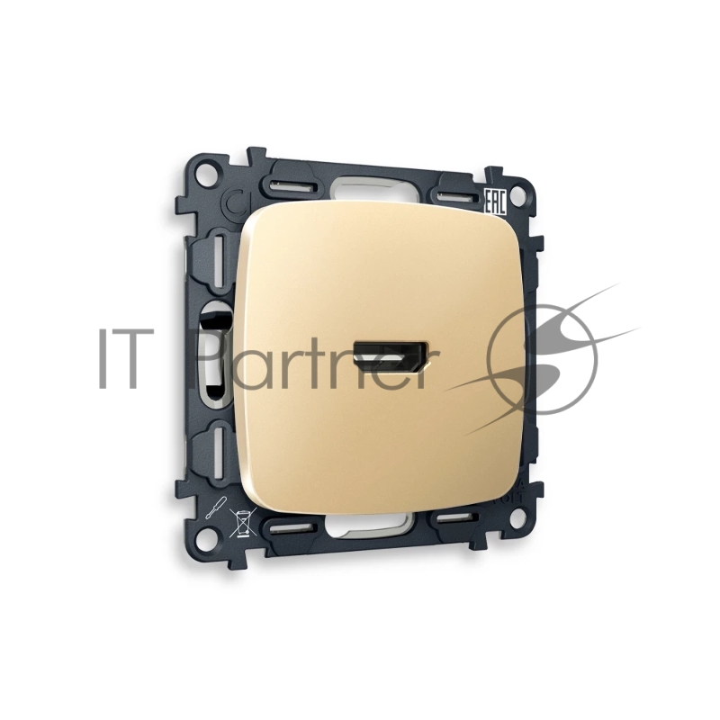 Комплект механизма розетки HDMI 2.0 OMEGA Шампань 40V/500mA 2.0GHz 5-18Gbit/s QUANT (OP6140, VM222) MO614010