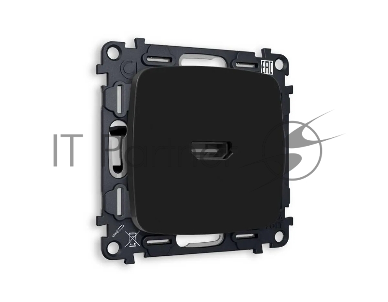 Комплект механизма розетки HDMI 2.0 OMEGA Черный матовый 40V/500mA 2.0GHz 5-18Gbit/s QUANT (OP8140, VM222) MO814010