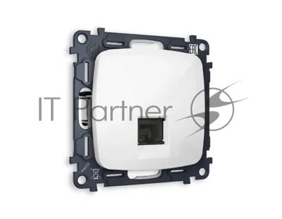 Комплект механизма компьютерной розетки OMEGA Белый глянец RJ-45(8P8C) CAT6 с шторкой QUANT (OP1120, VM188) MO112010
