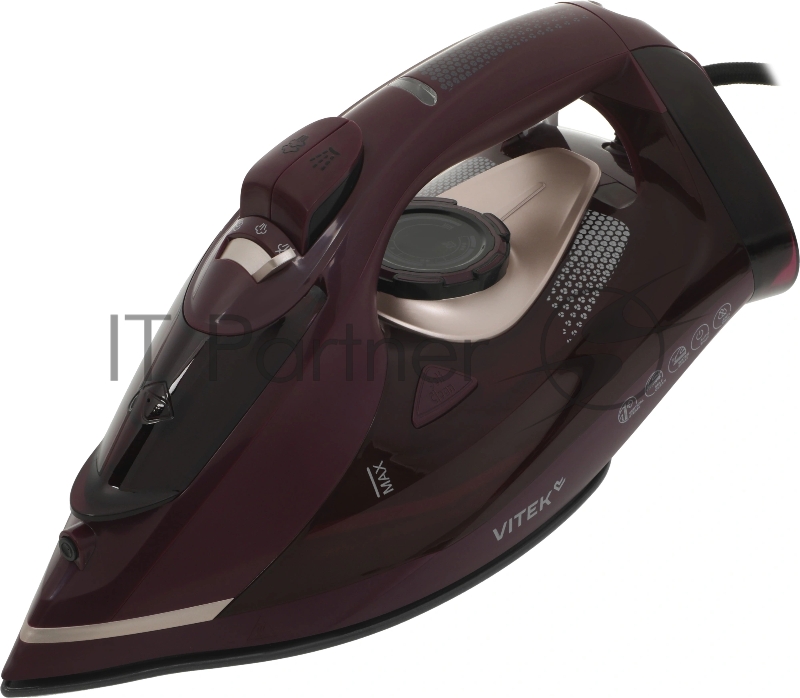 Утюг Vitek VT-IRN1204 бордовый, 2400 Вт, 23 г/мин, 150 г/мин, 450 мл