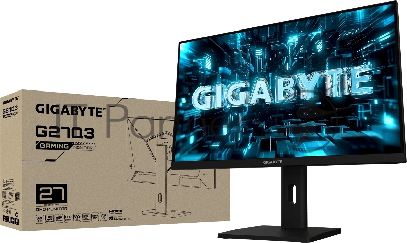 Монитор 27" Gigabyte G27Q3 IPS 2560x1440, 320 Гц, 1 мс, 16:9, 350 кд/м², DisplayPort, 2xHDMI, HDR, Flicker Free, Low Blue Light, таймер, поворот на 90 градусов, регулировка по высоте, черный