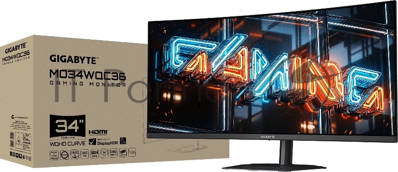 Монитор 34" Gigabyte MO34WQC36 OLED 3440x1440, 360 Гц, 0.03 мс, 21:9, 300 кд/м², 2xHDMI, DisplayPort, USB-C, HDR, FreeSync Premium Pro, G-Sync Compatible, Flicker Free, встроенные динамики, поворот на 90 градусов, регулировка по высоте, черный