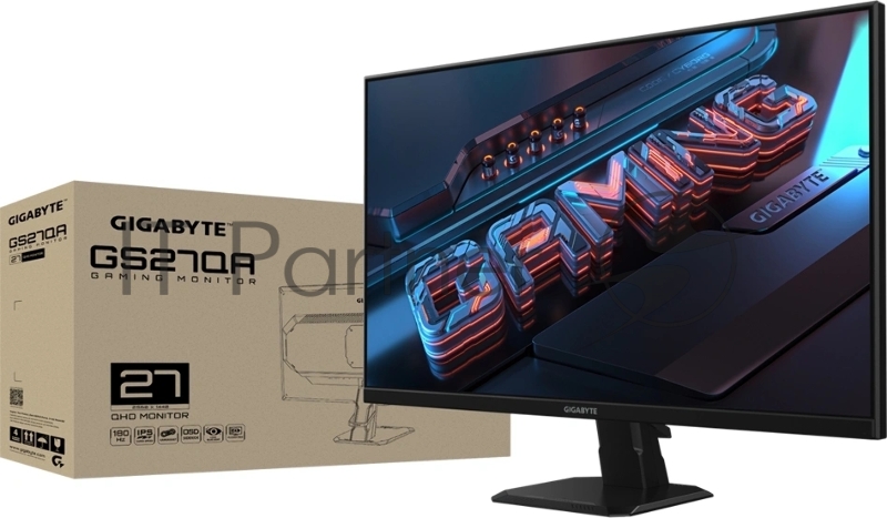 Монитор 27" Gigabyte GS27QA EU IPS 2560x1440, 180 Гц, 1 мс, 16:9, 300 кд/м², 2xHDMI, DisplayPort, HDR Ready, Flicker Free, Low Blue Light, виртуальный прицел, таймер, черный