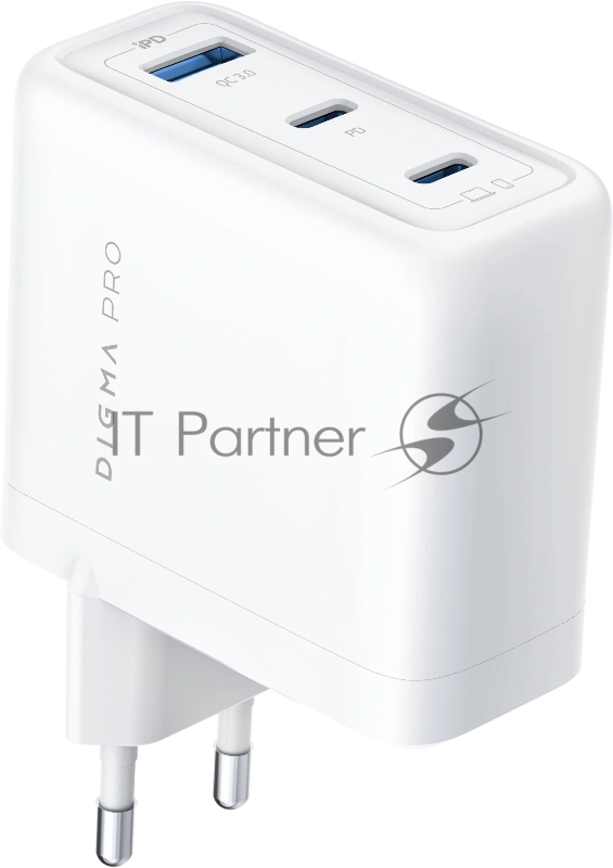 Сетевое зарядное устройство Digma Pro DPW10C 100W 5A (PD+QC) 2хUSB-C/USB-A универсальное белый (DPW1С0G012WH)