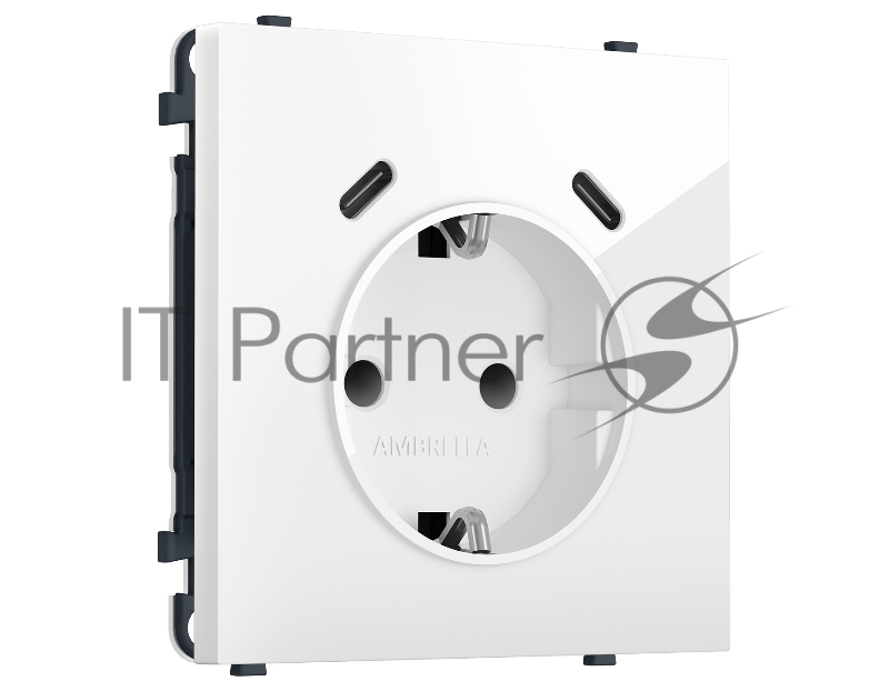 MS110510 Комплект механизма электрической розетки SIGMA Белый глянец 2USB С+C 20W (быст. зар.) с/з с/ш 16A-250V QUANT PRO (SP1105, PR165)
