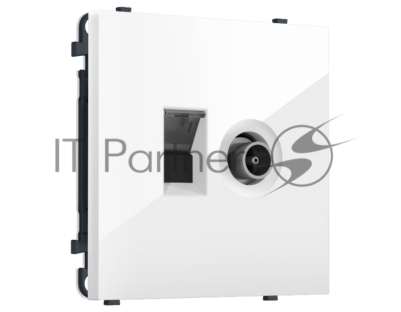 MS112510 Комплект механизма розетки компьютерной + TV оконечной SIGMA Белый глянец RJ-45 (8P8C) CAT6/50-870MHz 1dB с/ш QUANT PRO (SP1125, PR195)