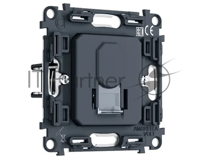 PR188 Механизм компьютерной розетки RJ-45 (8P8C) CAT6 с автоматической защитной шторкой QUANT PRO