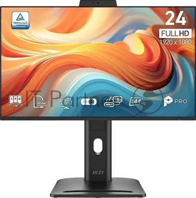 Монитор MSI PRO MP245PDG E14 23.8" 16:9 FHD(1920x1080) IPS Flat,1ms(MPRT),1300:1,100M:1,300nits,Webcam,HDMI,DP,Type-C,Type-B, 2xType A,LAN,Speaker,Tilt,Swivel,Height,Pivot,VESA,144Hz,Black,1y war-ty