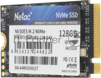 Твердотельный накопитель SSD M.2 2242 Netac 128Gb NV30ES Series NT01NV30ES-128-E4X (PCI-E 3x4, up to 1600/1300MBs, 3D NAND, 75TBW, NVMe, 22х42mm)