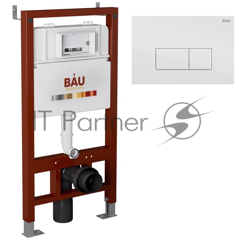 Инсталляция BAU PRO для подвесного унитаза, клавиша смыва BAU Hotel для инсталляции, белый глянец